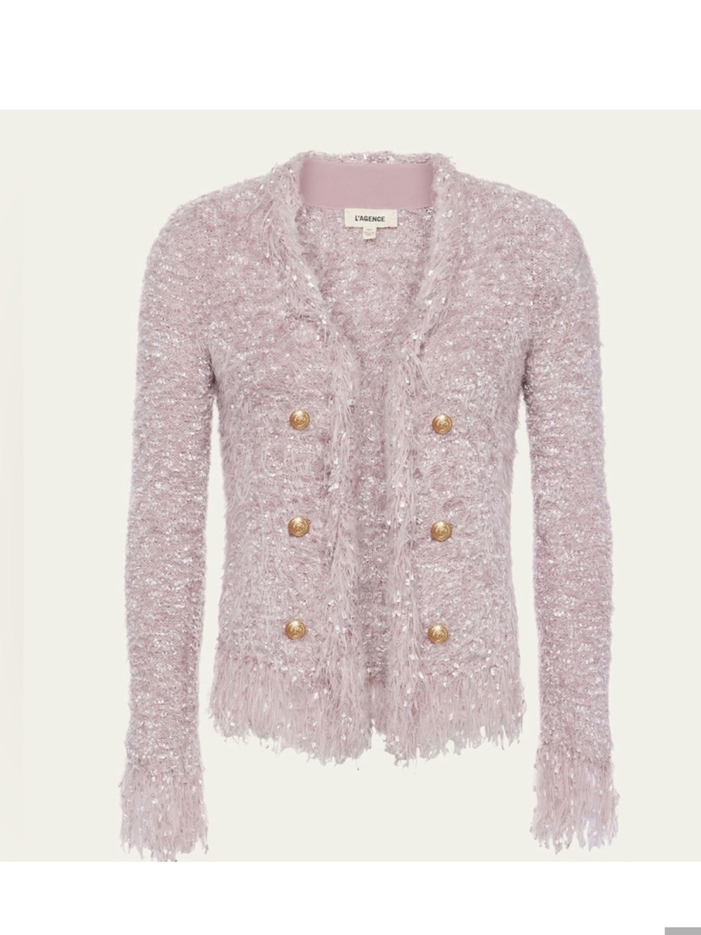 L’Agence Azure Fringe Cardigan Blazer Dusty Pink